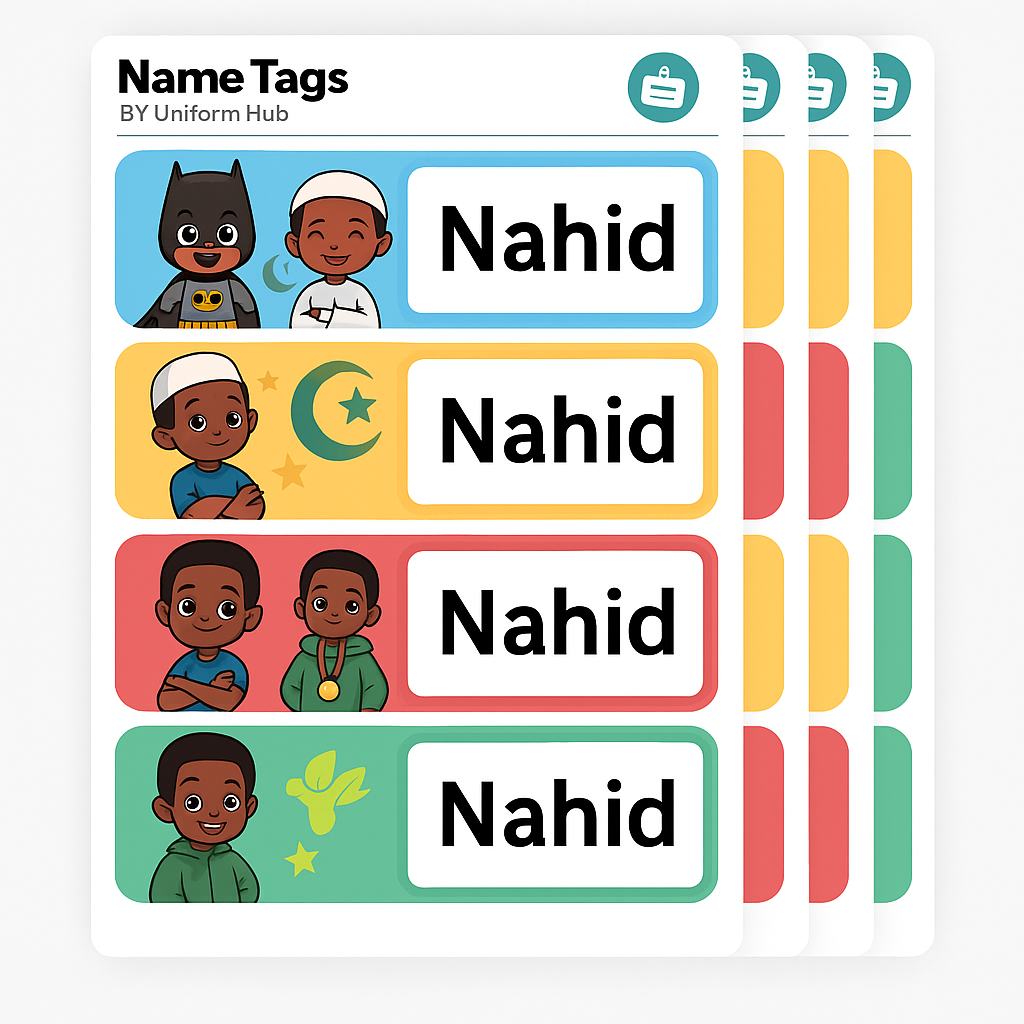 Personalized Name Tag Stickers β Waterproof & Child-Friendly (30 pcs)