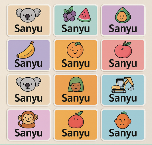 Personalized Name Tag Stickers – Waterproof & Child-Friendly (30 pcs)